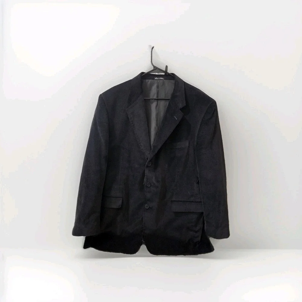 Calvin America Navy Blue Velvet Blazer Jacket Men's 44R 3 Button Classic‎ Formal